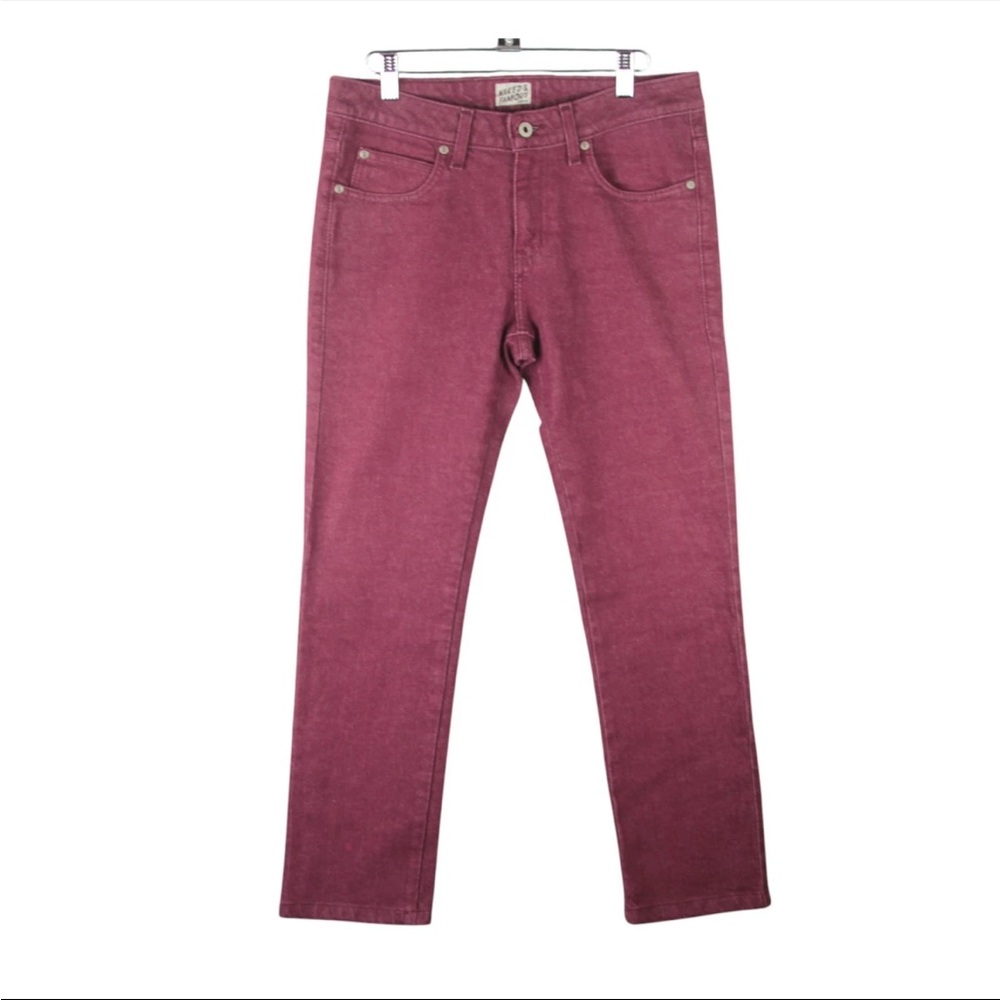Naked & Famous Skinny Guy Jeans Mens 32 (31x28)Burgundy Stretch Designer EUC